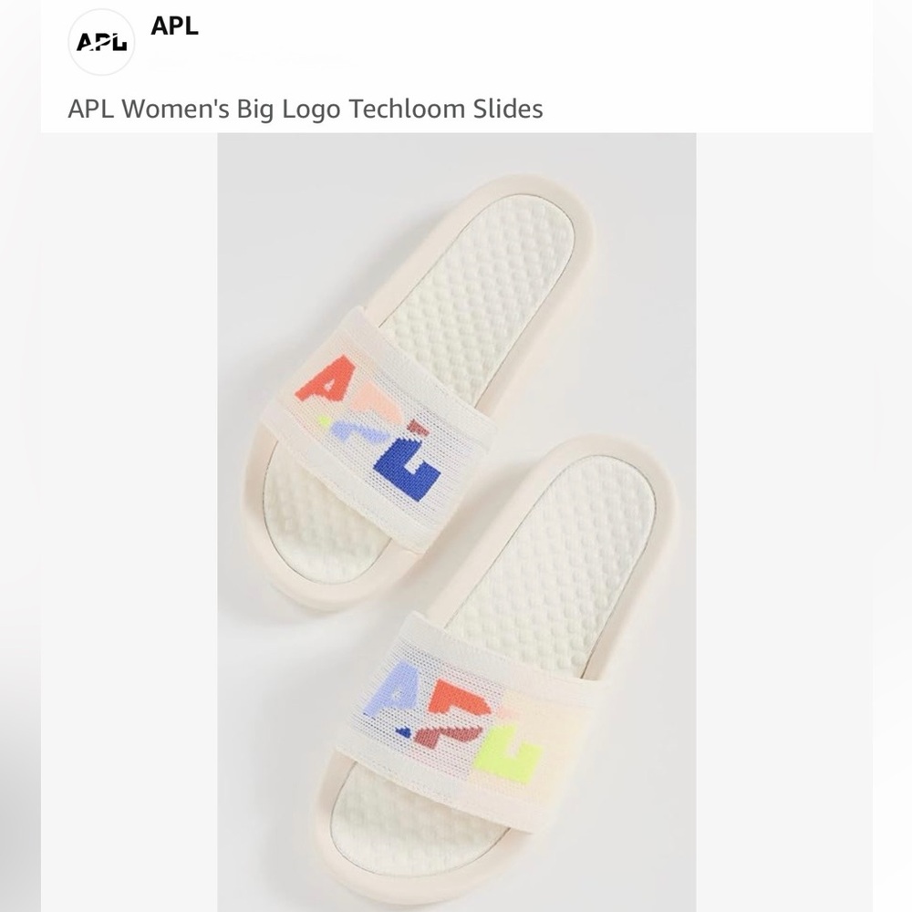 APL Women's White Slides with Multicolor Logo(021)